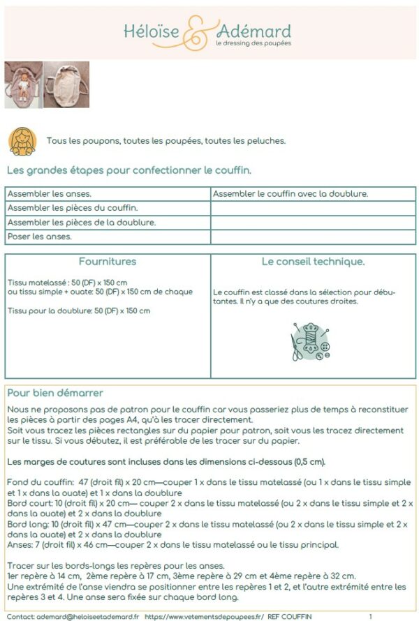 fiche technique couffin