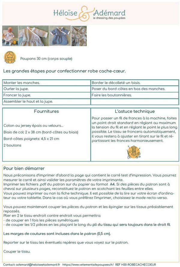 fiche technique robe cache-coeur poupon 30