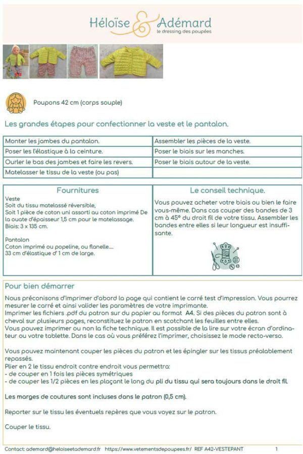 Veste et pantalon pour poupon 42 cm – Image 5