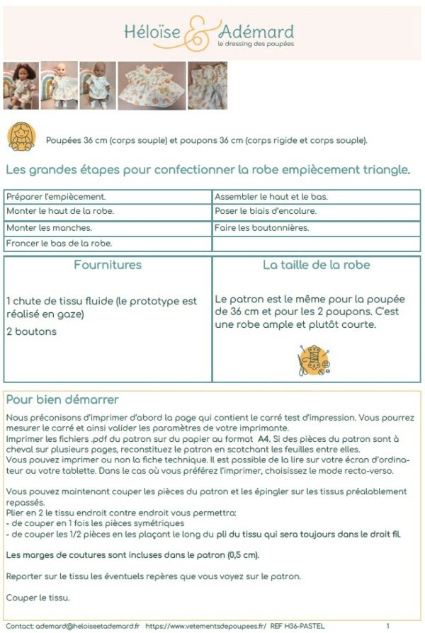 Robe pastel poupée et poupon 36 cm – Image 9