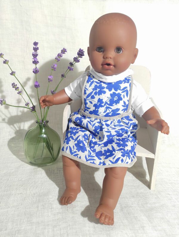 Petite robe bleue poupon 36 cm corps souple