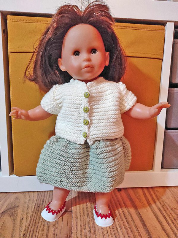 Tricot jupe et gilet poupée Corolle 36 cm