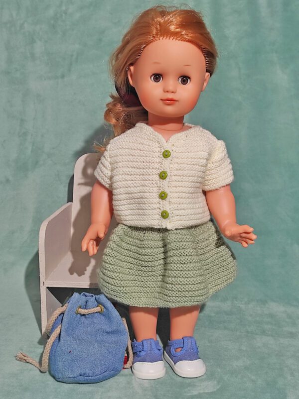 Tricot jupe et gilet poupée Modes et Travaux