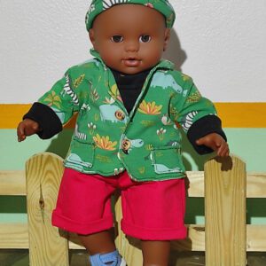 veste, jupe culotte pour poupon 36 cm