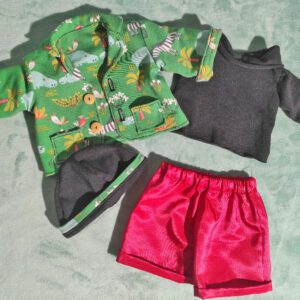 habits de poupées et poupons: veste, jupe culotte, bonnet, sous-pull