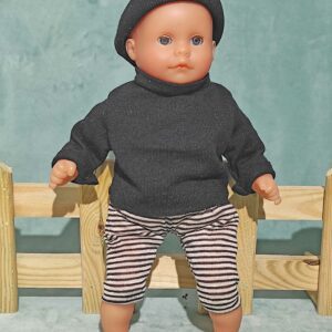 legging, sous-pull, bonnet pour poupon 30 cm