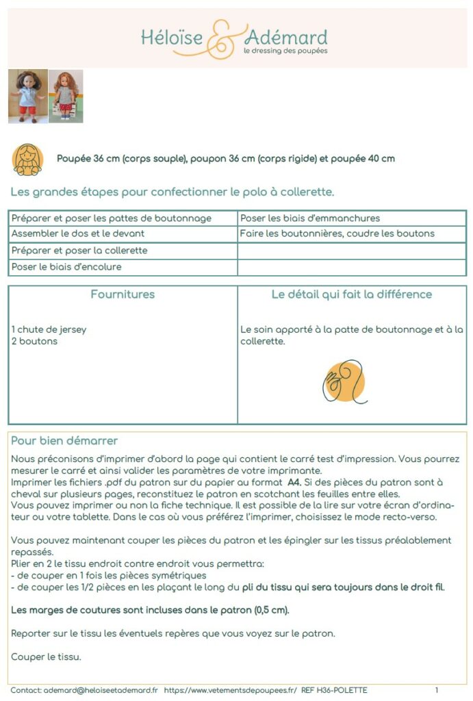 Fiche technique polo à collerette
