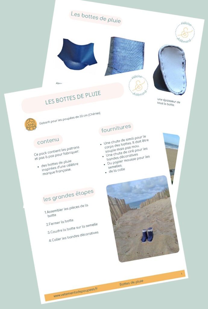 Fiche technique bottes de pluie pour poupées