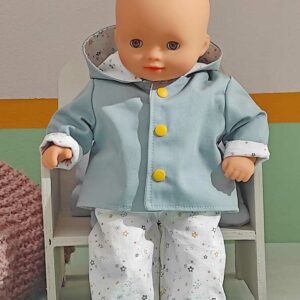 imper doublé à capuche pour le poupon de 30 cm