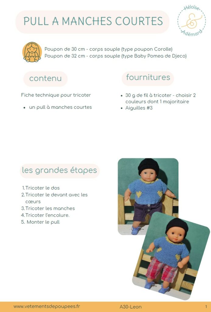 Modèle de tricot gratuit poupon 30 cm